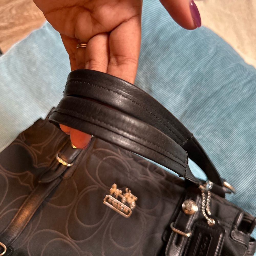 Coach Y2K 15402 Mia Black Signature Satin Shoulder Bag with Silver Accents - Picture 15 of 16